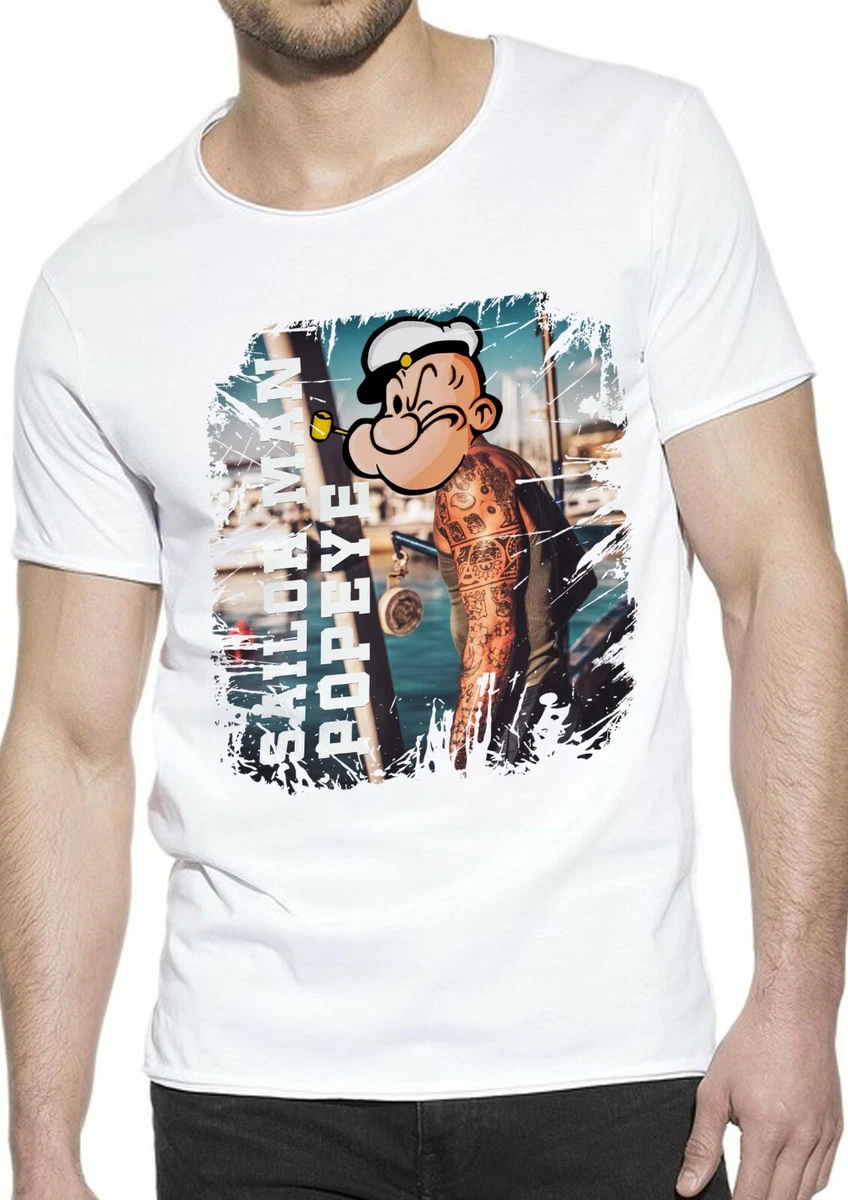 T Shirt Popeye Braccio di Ferro Uomo Abbigliamento 100 Cotone Taglia da S a XXL