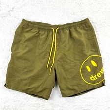 Drew House Mascot Shorts Men’s XXL 2XL Olive Green Pool Drawstring Gym Bieber