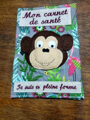 Protege Carnet De Sante Je Suis En Pleine Forme Decor Singe Fait Main Neuf Ebay