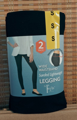 Felina Athletic Leggings 2-Pack Ultra-Soft & Durable Sueded (BLACK, Small) New