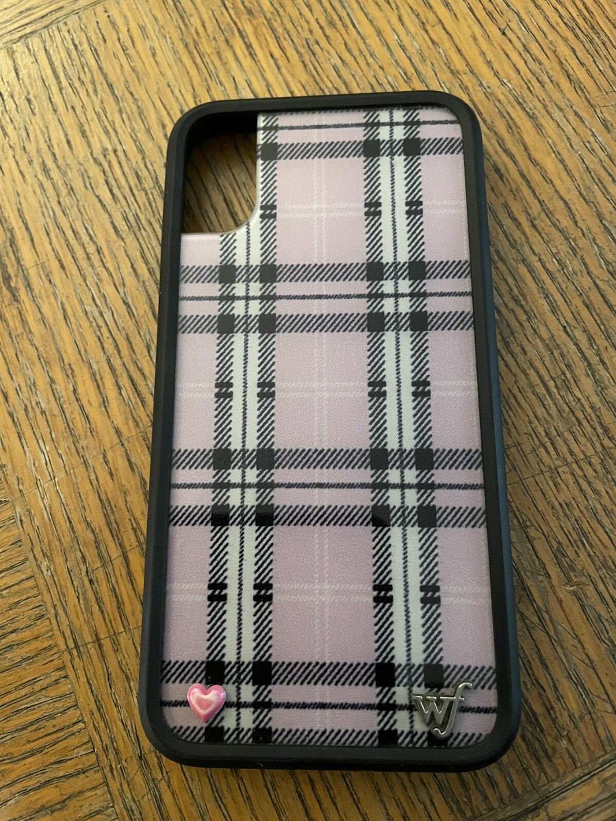 iPhone XS X Wildflower Plaid Heart Case in Pink White Black-image