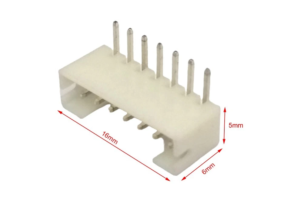 PH JST 2.0mm 7-Pin PCB Board Socket Right Angle Connector Shrouded Header x 100 - Image 2 of 4