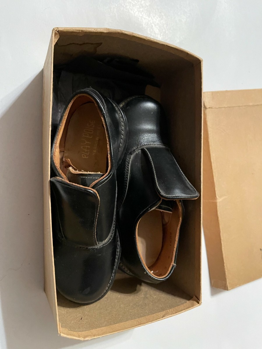 Vintage CHILD'S Shoes Size 9C Play-Poise In Original Box, BLACK