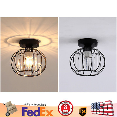 Modern E27 Ceiling Light Fixture Small Crystal Chandelier Indoor Lighting Black！