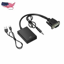 VGA To HDMI Converter 1080P HD Adapter With Audio Cable For HDTV PC Laptop TV US