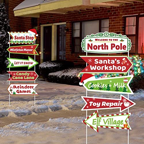 10pcs North Pole Yard Signs Christmas Lawn Outdoor Decoration for Xmas Winter - Picture 7 of 7