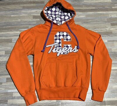 Women's Pressbox Orange Clemson Tigers Small Sparkled Embroidery Pullover Hoodie