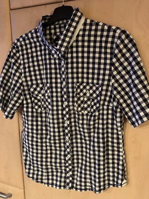   Bluse  Fabiani   Weiss Blau Kariert Grösse 38 Neuwertig