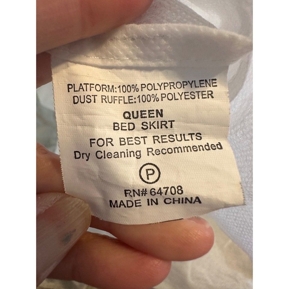 Queen White Bed Skirt With Pleated Ruffle Cottagecore Country Chic