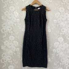 Calvin Klein Black Lace Print Sleeveless Sheath Dress Elegant Chic Women  s 4