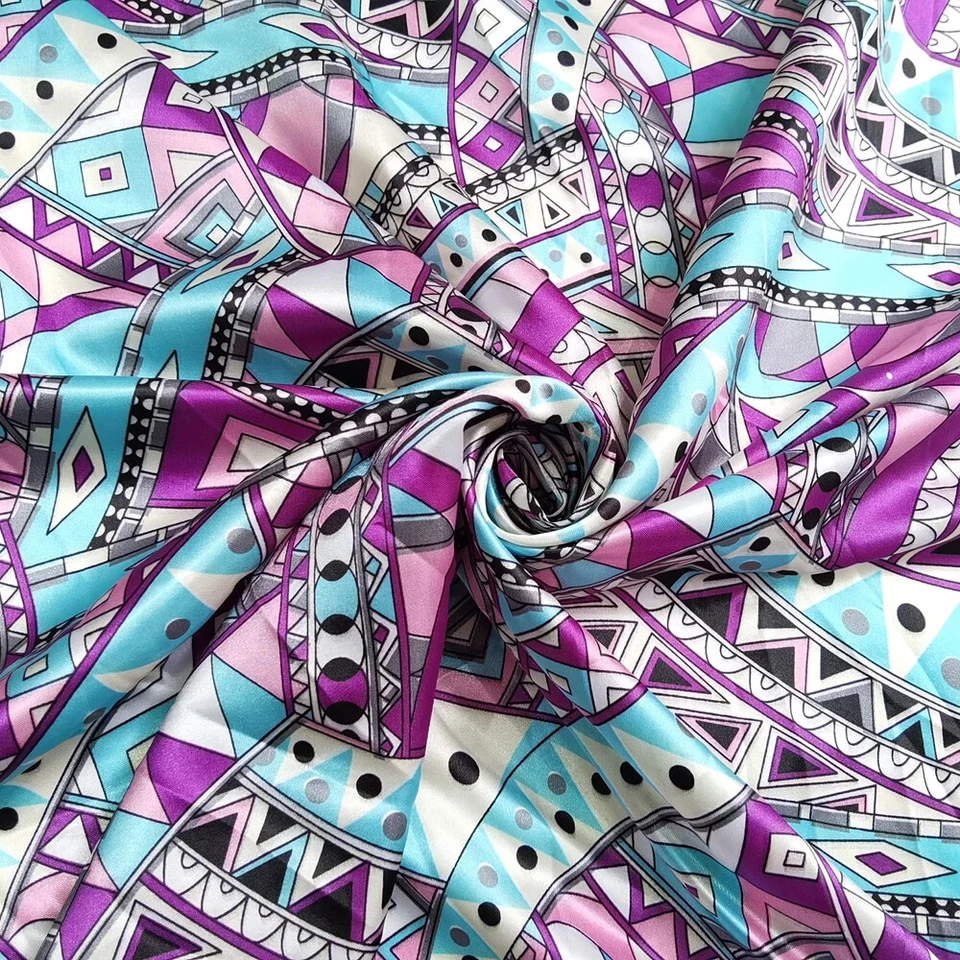 1 meter X 1.48 meter Geometric Patchwork Charmeuse Lining Silky Satin Fabric - Bild 3 von 4