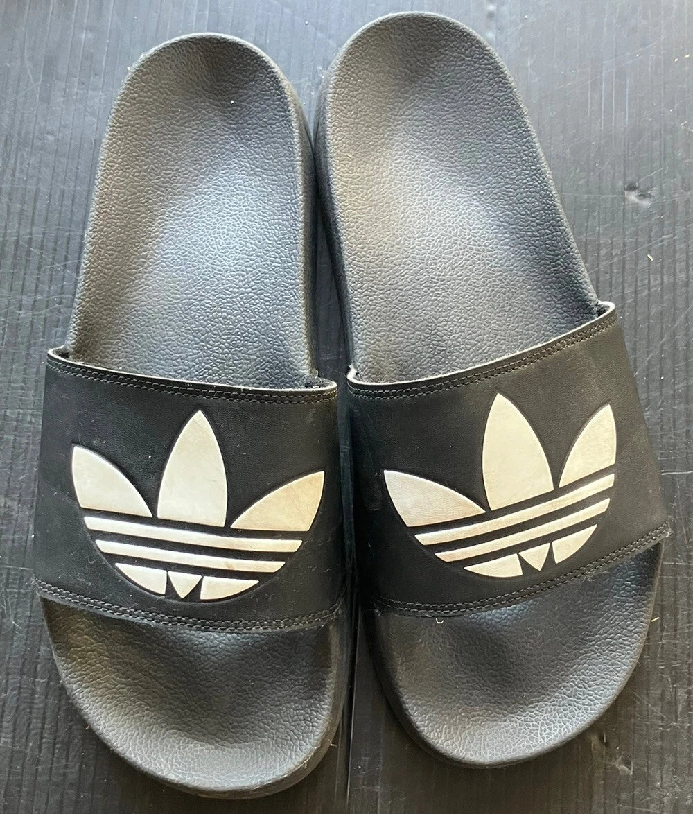 Adidas Originals Adilette Lite blu navy bianco grande trifoglio logo slide uomo taglia 12