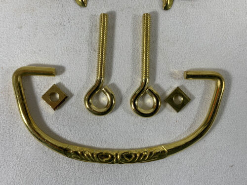 2 Brass Tone Drawer Pulls Handles Ornate Bail Fancy For Vintage Replacements *A - Picture 3 of 10