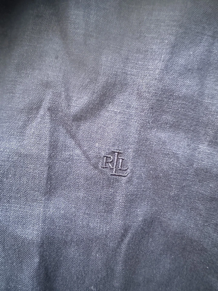 Blusa Camisa Top Lunares Ralph Lauren Talla 2X Azul Marino Logo Monograma 100% Lino Foto 4 de 4