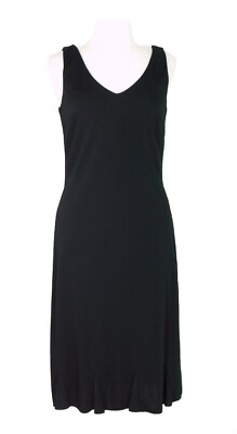 Ann Taylor Stretchy Rayon Blend Fitted Flare Sleeveless Dress Black Size 