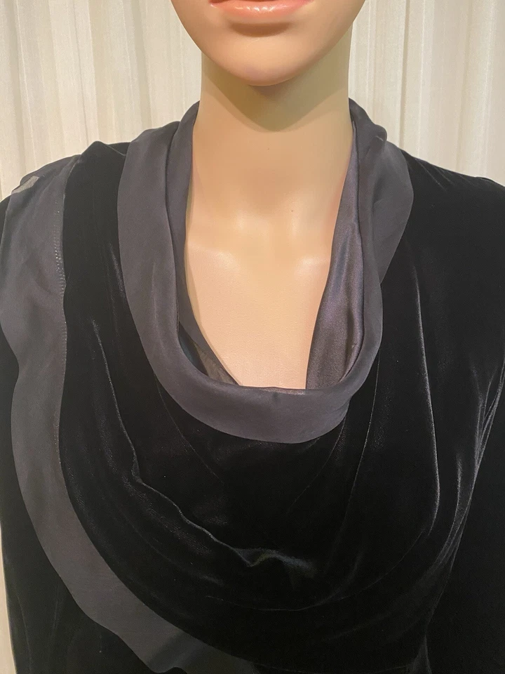 NWT GIORGIO ARMANI Black Velvet Evening Jacket Asymetricial Zipper Sash Size 4 - Image 3 of 4