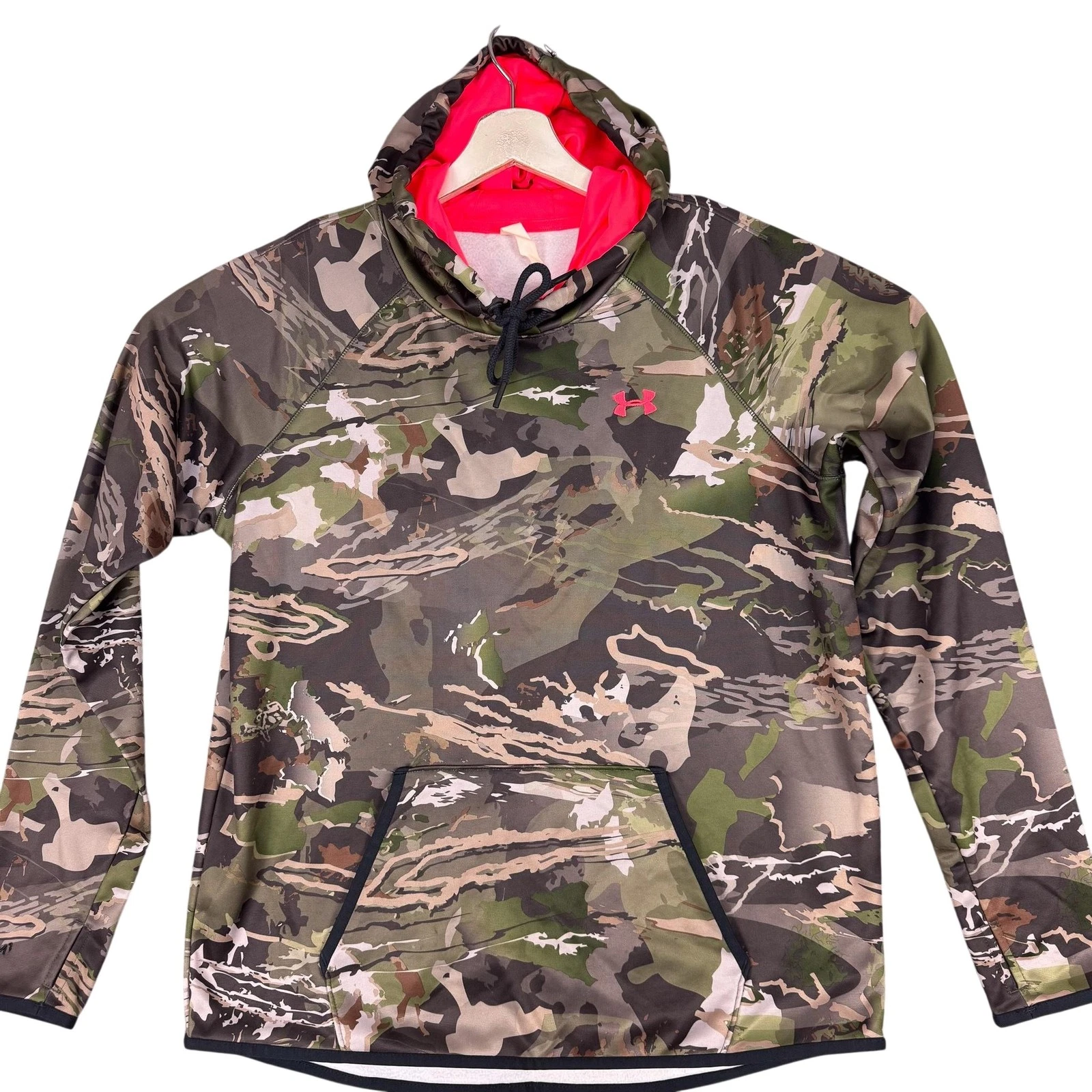 Under Armour ColdGear Storm Hoodie Mens Large Green Camo Fleece Sweatshirt