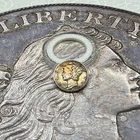 1945-S Mercury Dime Rainbow Toned Raw Silver 10C Coin