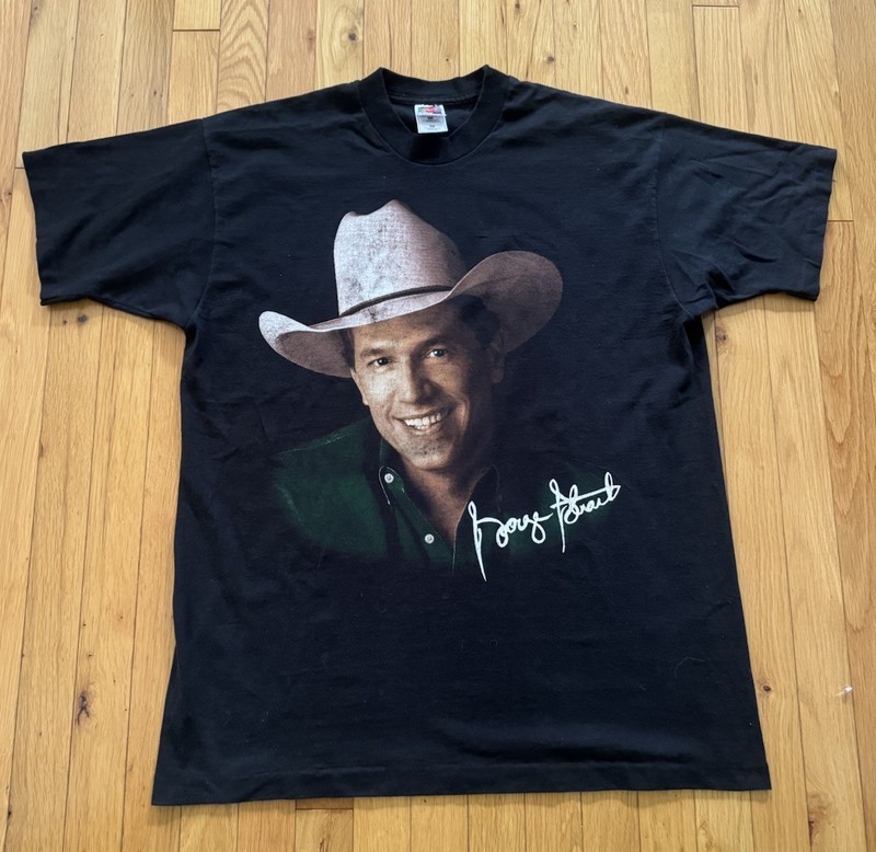 Vintage George Strait Tour T Shirt Mens XL Black 90’s Country Music