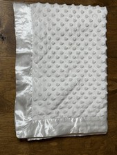 Baby Starters Soft White Minky Dot Satin Backed Baby Blanket 30x40 Inches Unisex