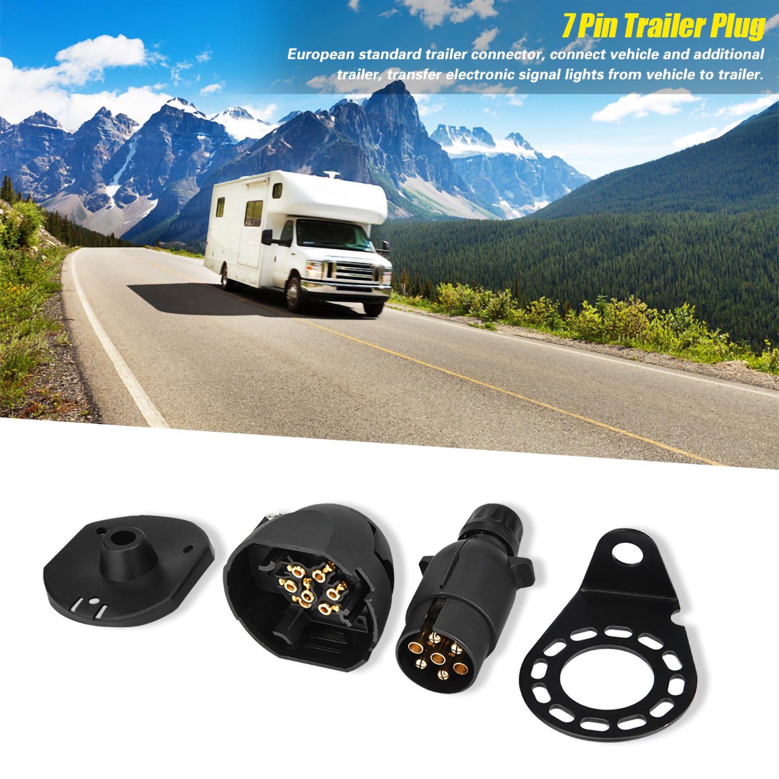 12N 7Pin Trailer Plug Socket Connector Adapter Bracket For Trailer Caravan T SLS
