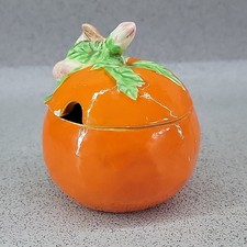 CLARICE CLIFF 1930s Art Deco Orange Marmalade Jampot PRESERVE POT Damaged