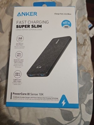 Anker PowerCore 3 Sense 10000 mAh Fast Charging Power Bank Dual USB-A, USB-C