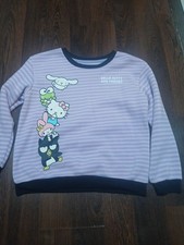 Sanrio Hello Kitty and Friends Girls Pullover Sweatshirt Purple Striped L
