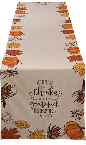 Give Thanks Thanksgiving Printed 14"x"108" Table Runner by Your Tablecloth NWT! - Picture 1 of 9