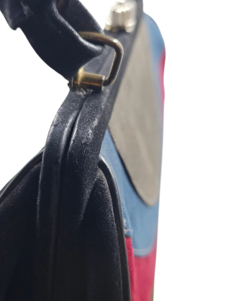 Bolso de Mano Vintage Años 70 Italiano Arco Iris Gamuza Marco Multicolor Rayas Hecho en Italia Foto 4 de 4