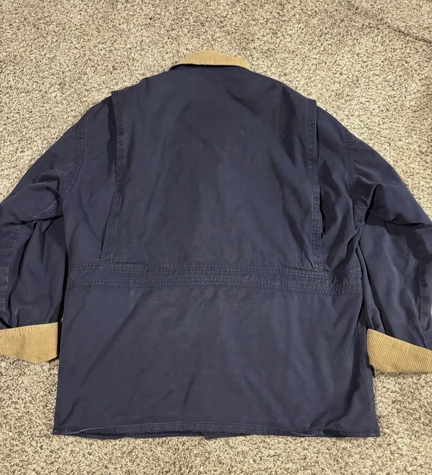 复古 Lifes Adventures Dash 男式蓝色 M 格子法兰绒衬里谷仓编舞外套 — 第 2/4 张图片