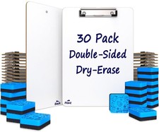 SCRIBBLEDO 30 Pack Double Sided Dry Erase Clipboards 9"x12" Durable Clipboard...