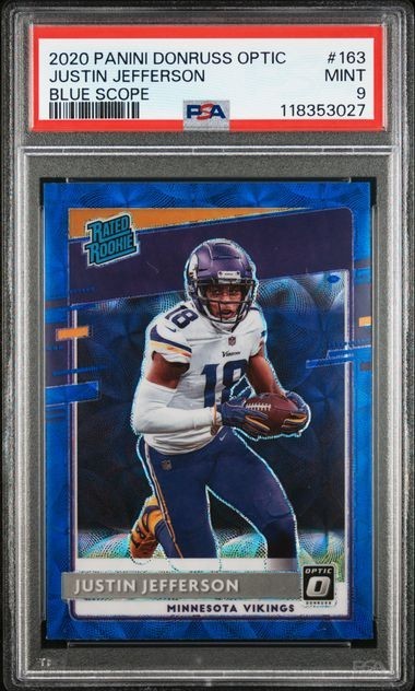 JUSTIN JEFFERSON 2020 Panini Donruss Optic Blue Scope Rc #163 PSA 9 MN Vikings