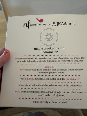 Nora Fleming JK Adams Maple Cracker Round serving board Signed
