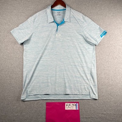 Oakley Performance Polo Shirt 2XL Blue Heather Stretch Casual Logo Lightweight