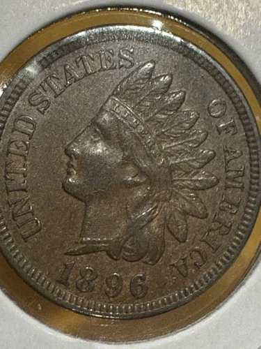 1896 Indian Head Cent Almost Uncirculated AU Coin Beautiful Detail