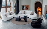 Sofagarnitur Set Modern Weiss Schwarz Elegant Couch Sessel Tisch