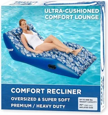 Aqua Ultra-Comfort Floating Pool Chair & Lake Raft with Pillow – Heavy Duty Pool