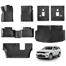 Floor Mats for Dodge Durango 7 Seats 2016-2024 2025 2026, TPE Waterproof Non-...