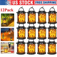 Solar Hanging Lanterns Outdoor Flickering Flames Solar for Garden Yard LawnTable