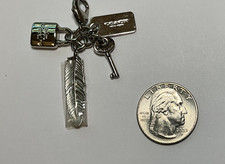 NWOT'S Coach Multi Charms Bag Charms - Silver - Feather, Lock, Key - Tiny - Rare