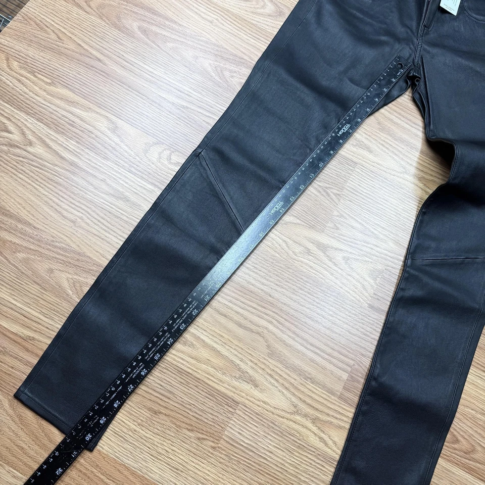 AG Adriano Goldschmied 裤子女式 28 黑色紧身超紧身皮革 — 第 2/4 张图片