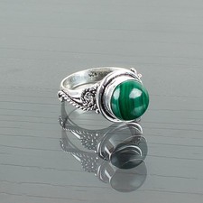 Malachite Gemstone 925 Sterling Silver Ring Handmade Jewelry Gift For Women