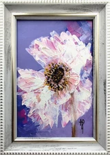 Blooming White Flower Oil Painting 4x6in Original Floral Oil Impasto Art Signed