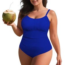 Zando Plus Size Ruched One Piece Swimsuit Women’s US Size 4XL Blue Padded NWOT