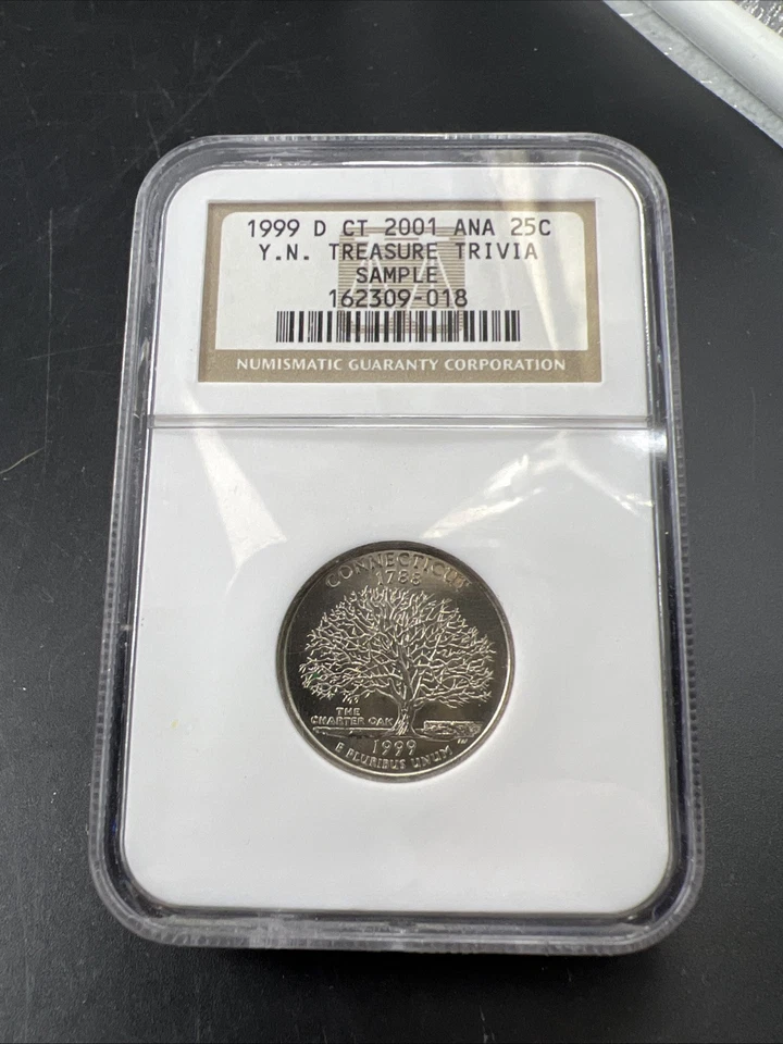 1999 P Connecticut State Quarter 25C YN TREASURE TRIVIA SAMPLE 2001 ANA - Image 2 of 4