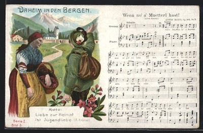Song If no a Muetterl hast!, Wanderer and Villager, Postcard 