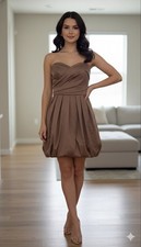 David’s Bridal Brown Strapless Pleated Cocktail Dress Size 4