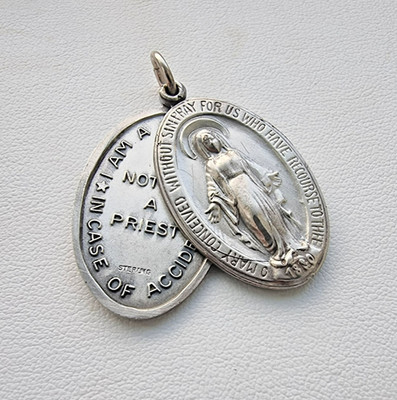 925 STERLING SILBER JUNGFRAU MARIA UND HEILIGER CHRISTOPHER BILATERALE MEDAILLE ANHÄNGER