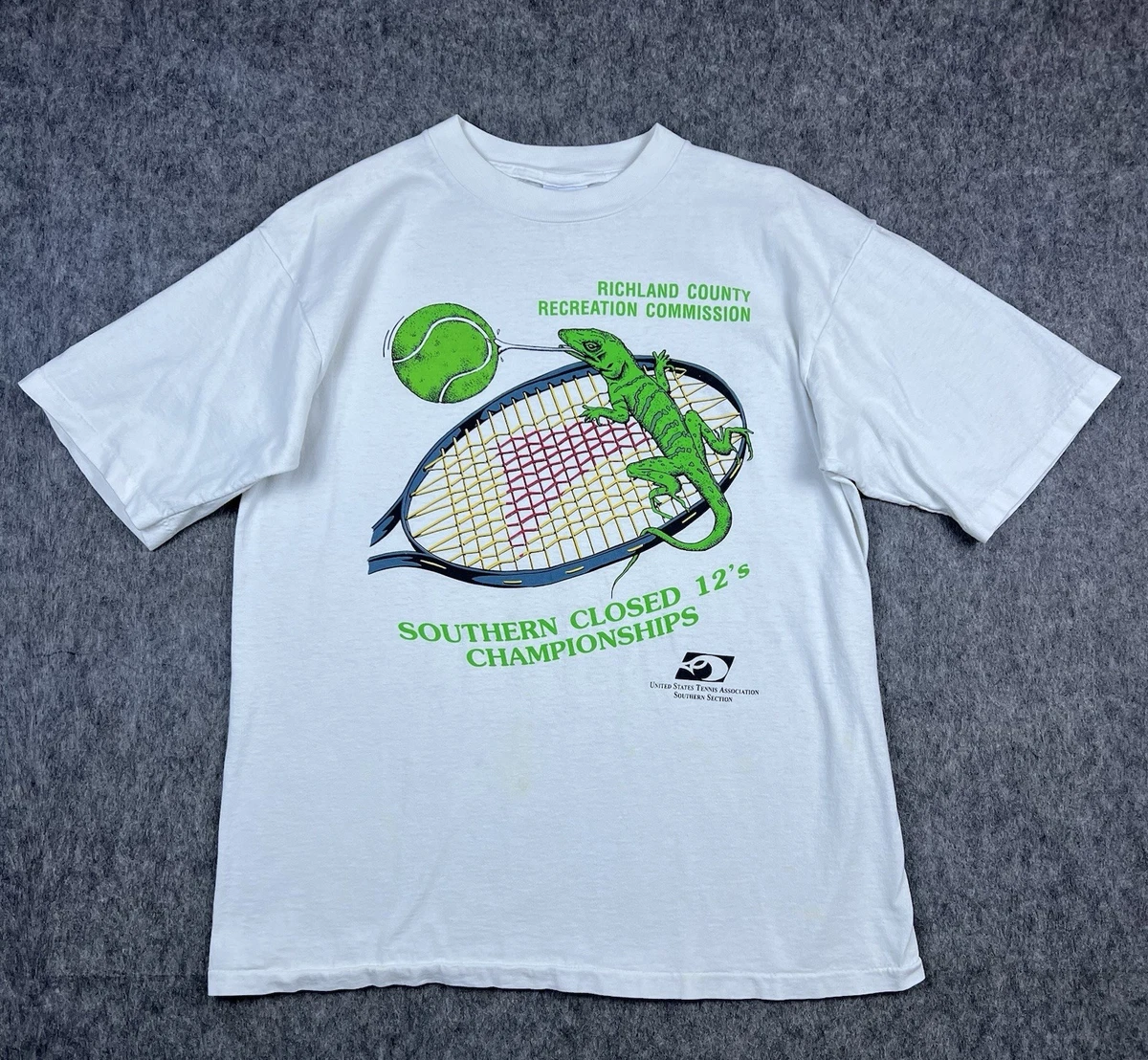 T-shirt Vintage ABC Tennis Logo 7 - Années 90 - Rouge - Taille L Homme